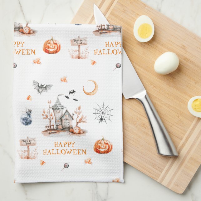 Linge De Cuisine Hauny House Happy Halloween (Quart Plié)