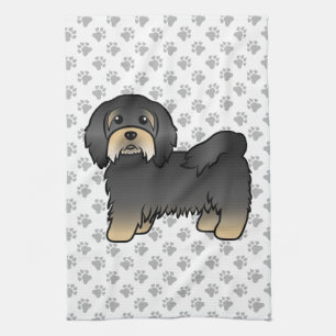Linge De Cuisine Havanais noir et feu, chien de dessin animé mignon