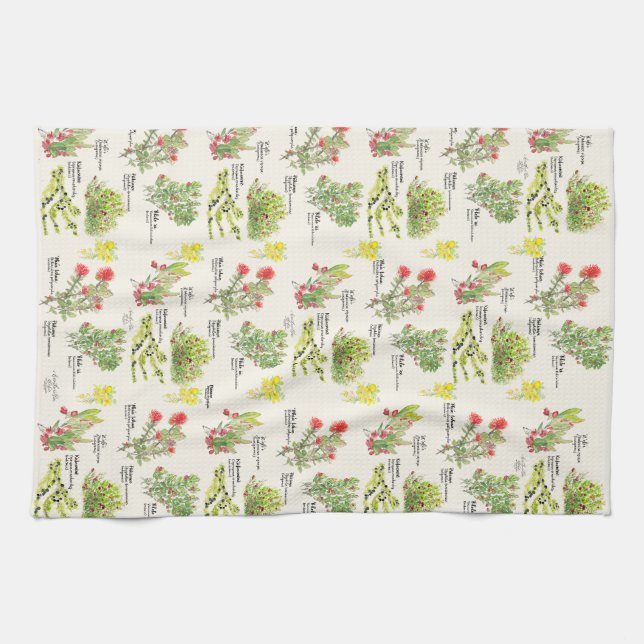 Linge De Cuisine Hawai'i Island Volcano Native Plants Kitchen Towel (Horizontal)