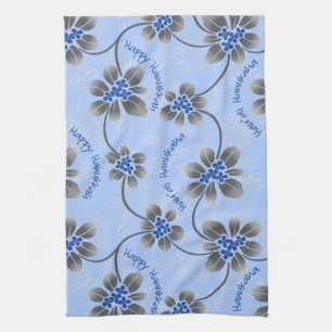 Linge De Cuisine Hawaiian Holly Hanoukka Blue Floral