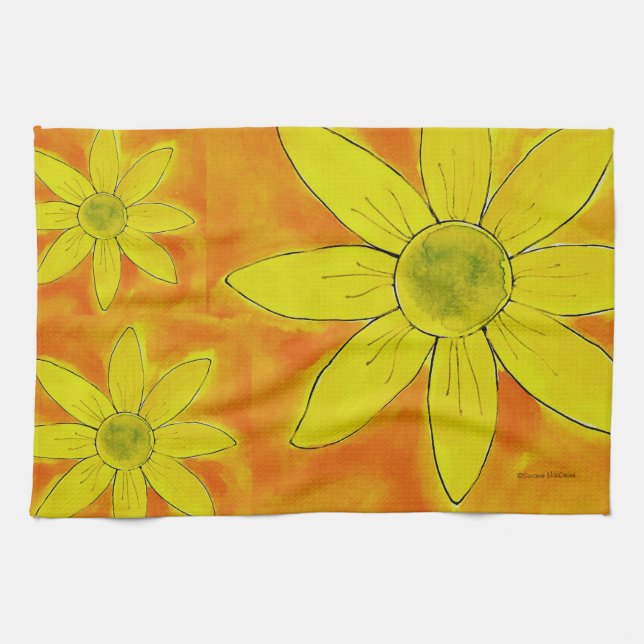 Linge De Cuisine He Loves Me Daisy - American MoJo Kitchen Towel (Horizontal)