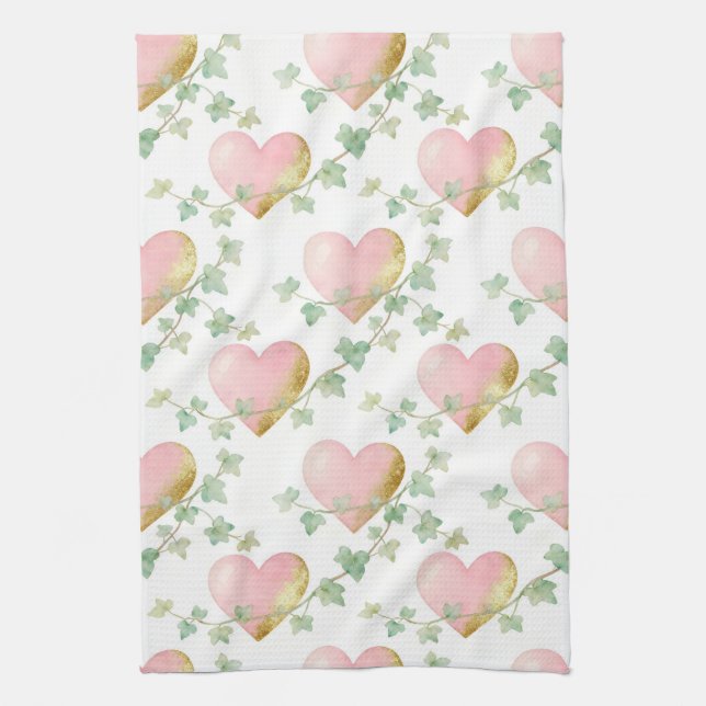 Linge De Cuisine Hearts Intertwined with Ivy (Vertical)