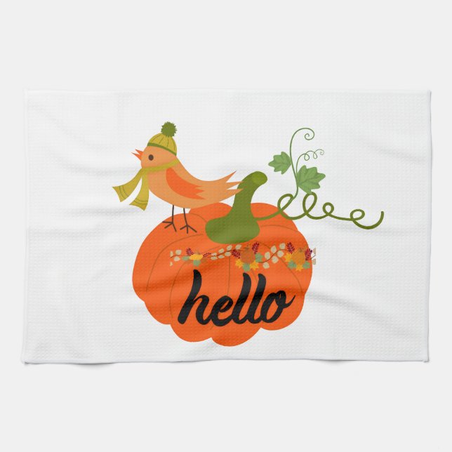 Linge De Cuisine "Hello Citrouille Fall Kitchen Towne - Autumn Farm (Horizontal)