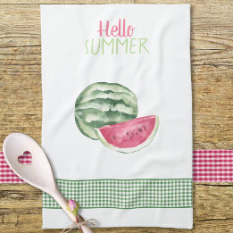 Linge De Cuisine Hello Summer Watermelon En vichy