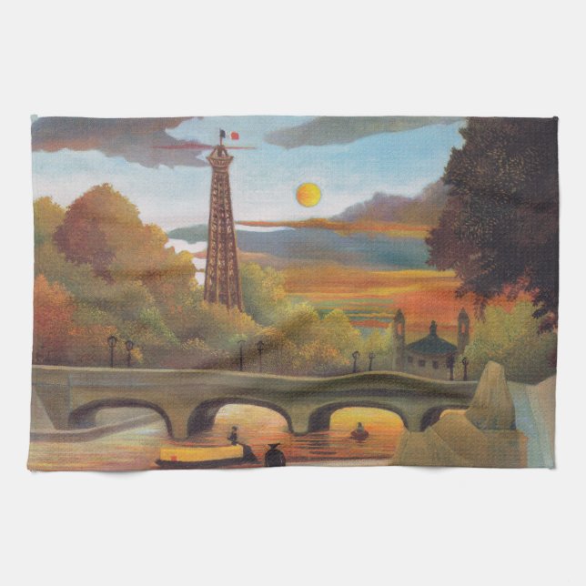 Linge De Cuisine Henri Rousseau - Seine et Tour Eiffel au coucher d (Horizontal)