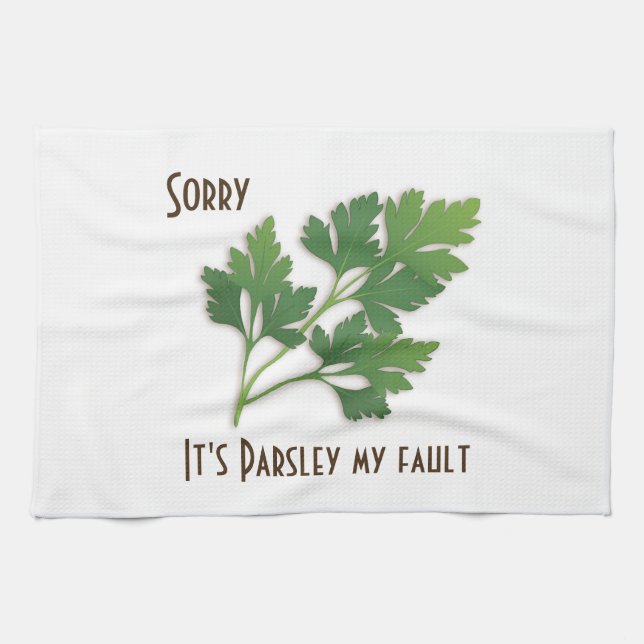 Linge De Cuisine Herb Pun, Désolé c'est Parsley My Fault Towel (Horizontal)