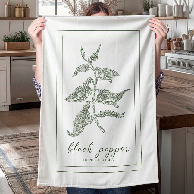 Linge De Cuisine Herbes et épices Plante Poivre noir vert (Créateur téléchargé)