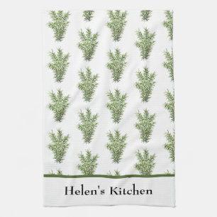 Linge De Cuisine Herbes Rosemary Cuisine Verdure Aquarelle Rustique
