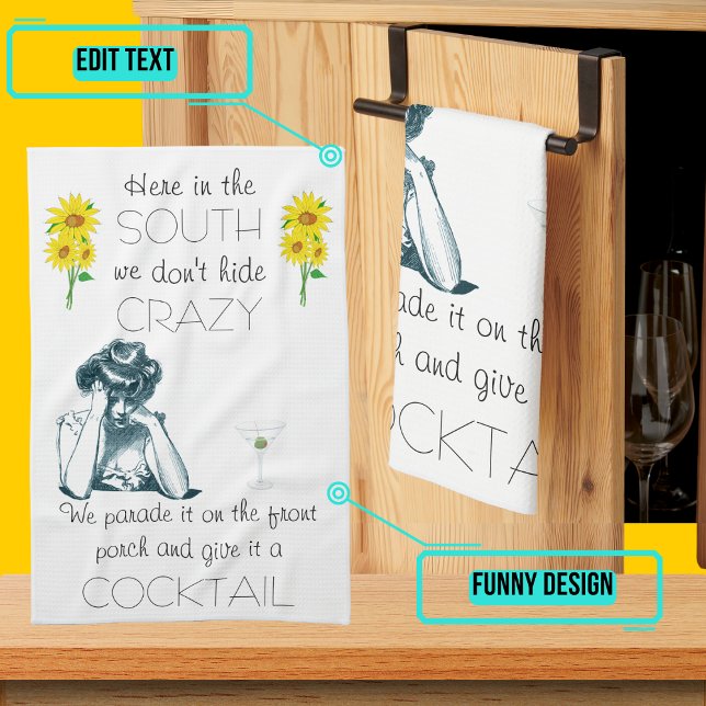 Linge De Cuisine 'Here in the South' Kitchen Towel (Please enjoy our design and see the others in the collection.)