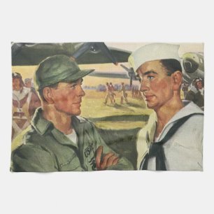 Linge De Cuisine Héros patriotiques vintage, hommes militaires en u