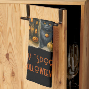 Linge De Cuisine Heureux "Éffrayant" Halloween Citrouilles chauves-