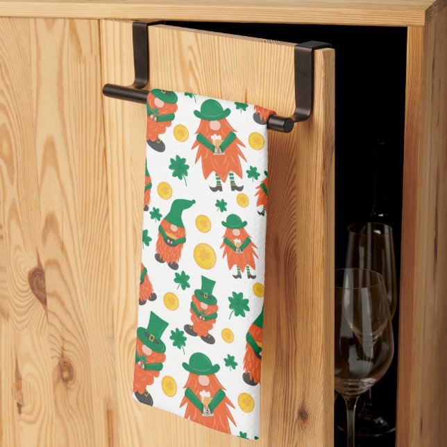 LINGE DE CUISINE HEUREUX ST. MOTIF SHAMROCK DE LA JOURNÉE DE PATRIC (Pliage en tiers)
