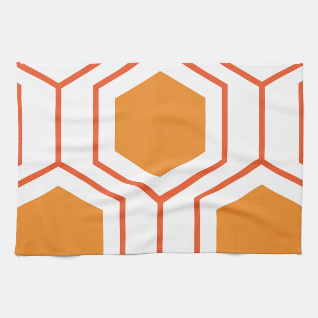 Linge De Cuisine Hexagon abstract geometrical pattern en orange et (Horizontal)