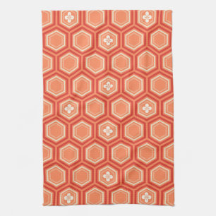 Linge De Cuisine Hexagonal Kimono Print, Mandarin Orange