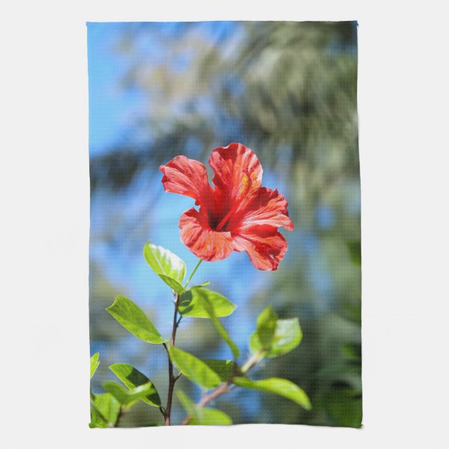 Linge De Cuisine Hibiscus rouge (Vertical)