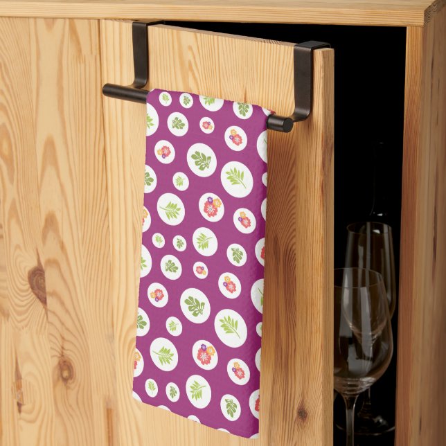 Linge De Cuisine Hibiscus tropical Motif du cercle de feuilles vert (Pliage en tiers)