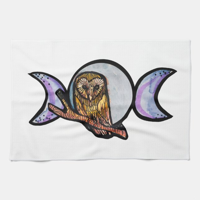 Linge De Cuisine Hibou à trois lunes (Horizontal)