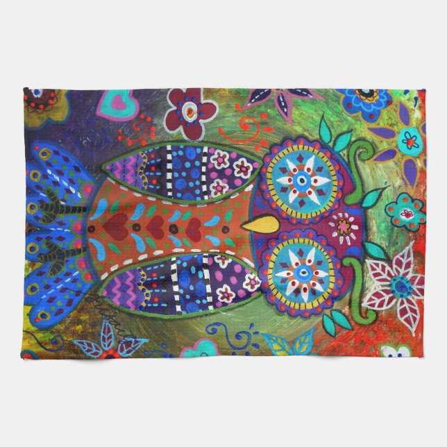 Linge De Cuisine hibou fantaisie (Horizontal)