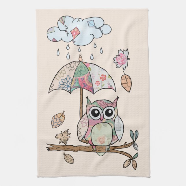 Linge De Cuisine Hibou sous la pluie (Vertical)