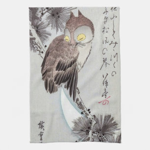 Linge De Cuisine Hibou sur pin au clair de lune, Hiroshige, Ukiyo-e
