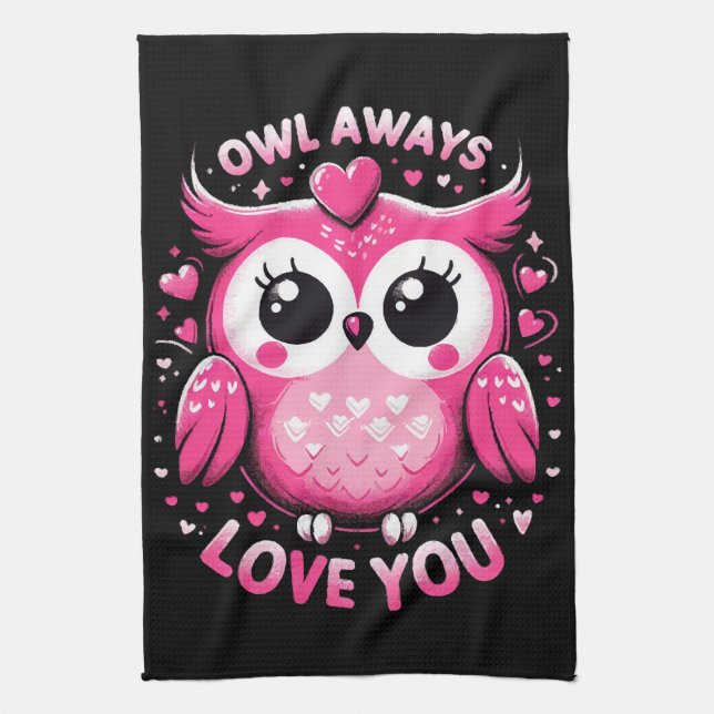 Linge De Cuisine Hibou t'aime toujours - Saint Valentin (Vertical)