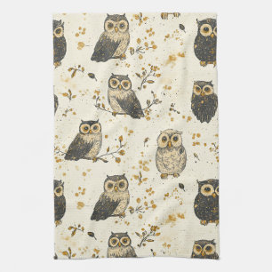 Linge De Cuisine Hiboux Vintage & Motif Botanique Floral