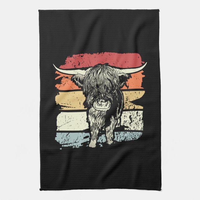 Linge De Cuisine Highland Cow Highland Cows Retro (Vertical)