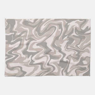Linge De Cuisine Hippie les années 70 Gris Marbre Liquide Swirl Boh