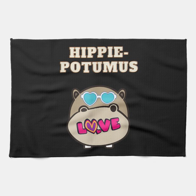 Linge De Cuisine Hippie Potumus Baby Hippopotamus Lover (Horizontal)