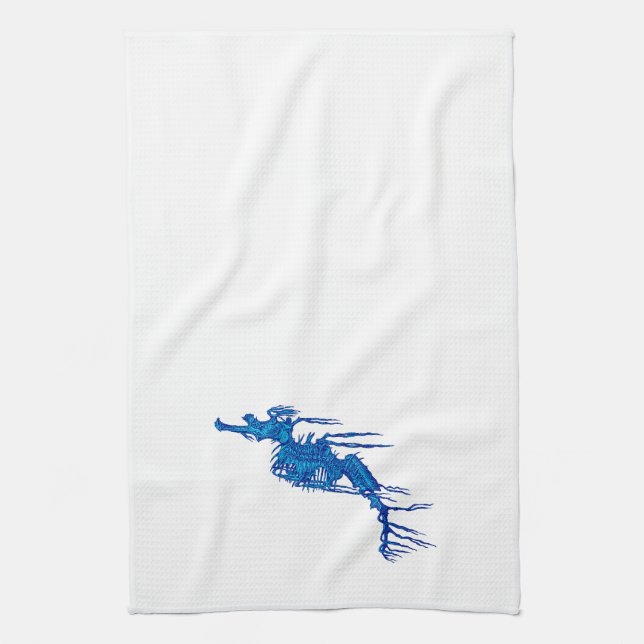 Linge De Cuisine Hippocampe bleu (Vertical)