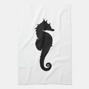 Linge De Cuisine Hippocampe noir et blanc