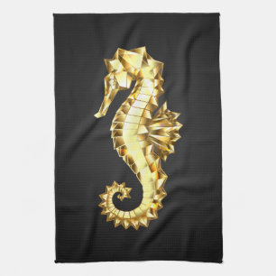 Linge De Cuisine Hippocampe Polygonal Or
