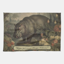 Hippopotame botanique vintage, personnalisable