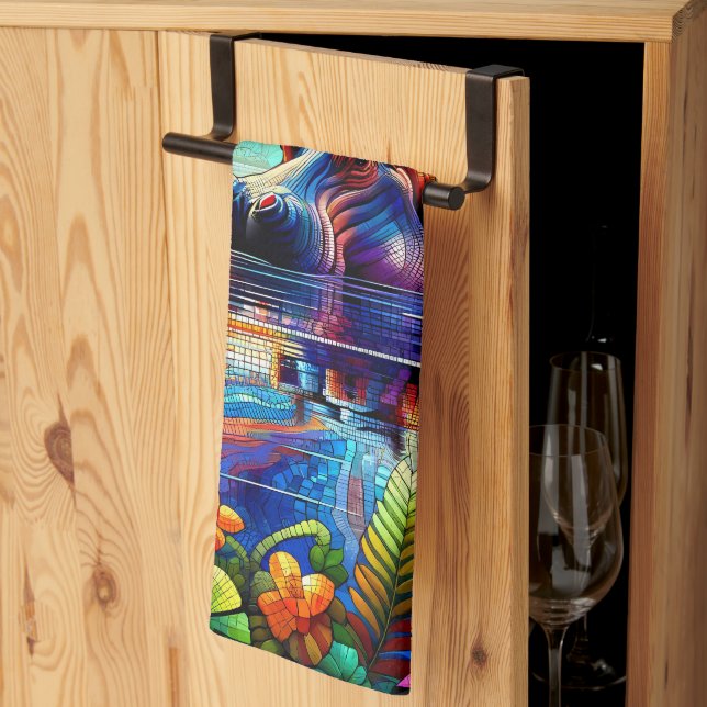 Linge De Cuisine Hippopotame Coloré  (Pliage en tiers)