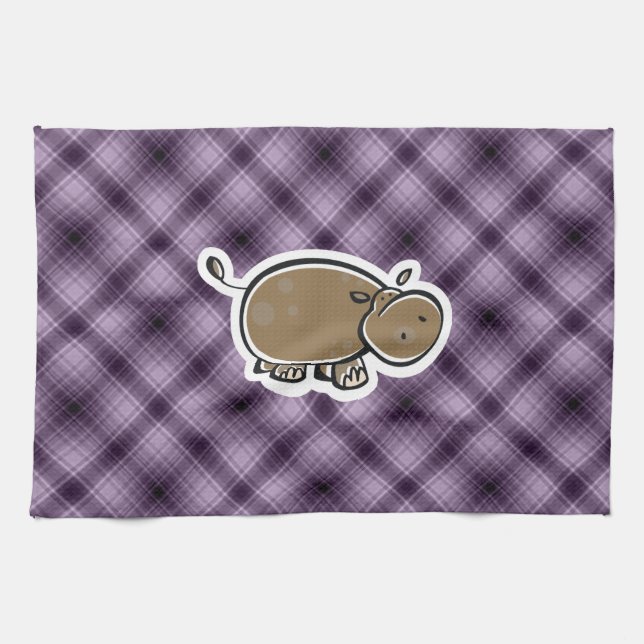 Linge De Cuisine Hippopotame mignon ; Pourpre (Horizontal)