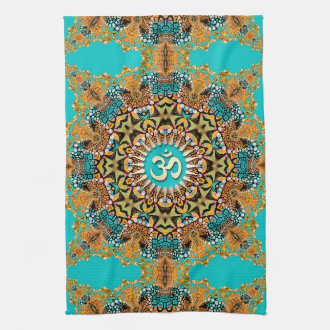 Linge De Cuisine Hippy Goa Psychedelic Batik OM Cloche Bannière (Vertical)