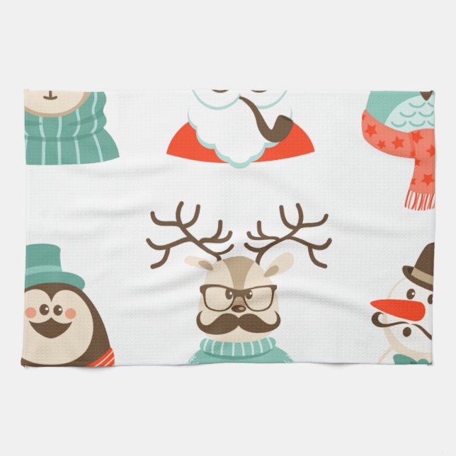Linge De Cuisine hipster noël père Noël (Horizontal)