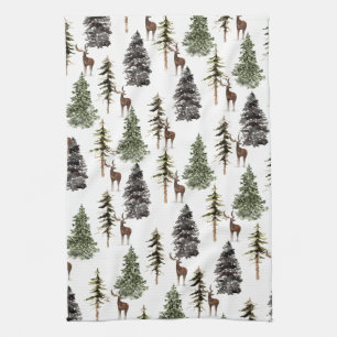 Linge De Cuisine Hiver Snowy Spruce Trees & Stades