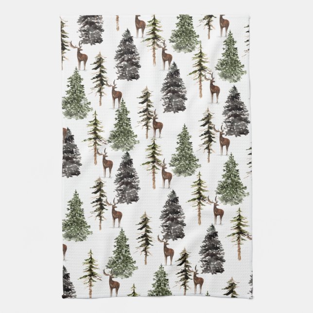 Linge De Cuisine Hiver Snowy Spruce Trees & Stades (Vertical)