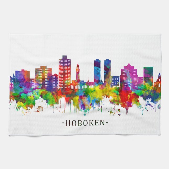 Linge De Cuisine Hoboken New Jersey Skyline (Horizontal)