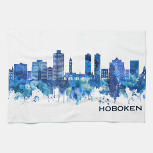 Linge De Cuisine Hoboken New Jersey Skyline Blue