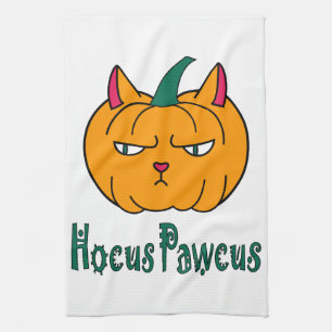 Linge De Cuisine Hocus pawcus Halloween citrouille ginger cat magie