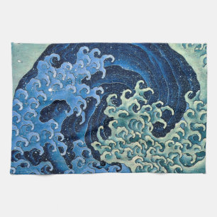 Linge De Cuisine Hokusai Vague féminine Océan Vintage