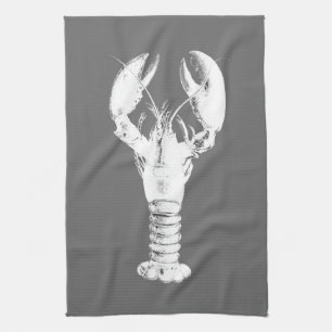 Linge De Cuisine Homard blanc sur gris