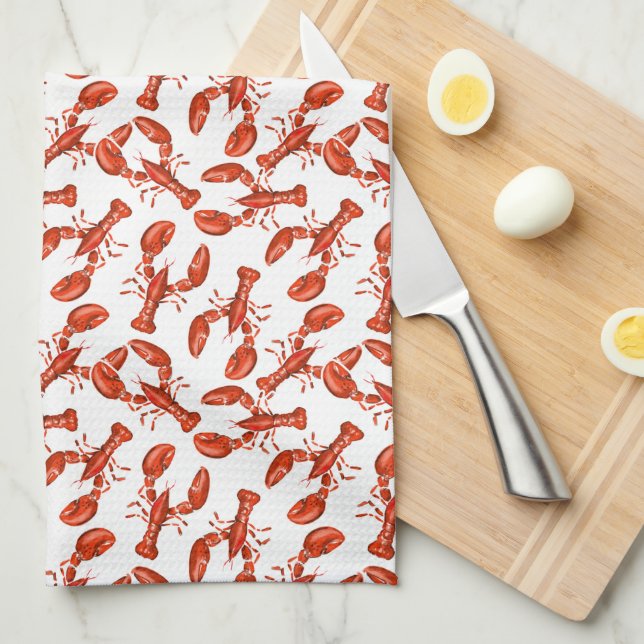 Linge De Cuisine Homard rouge (Quart Plié)