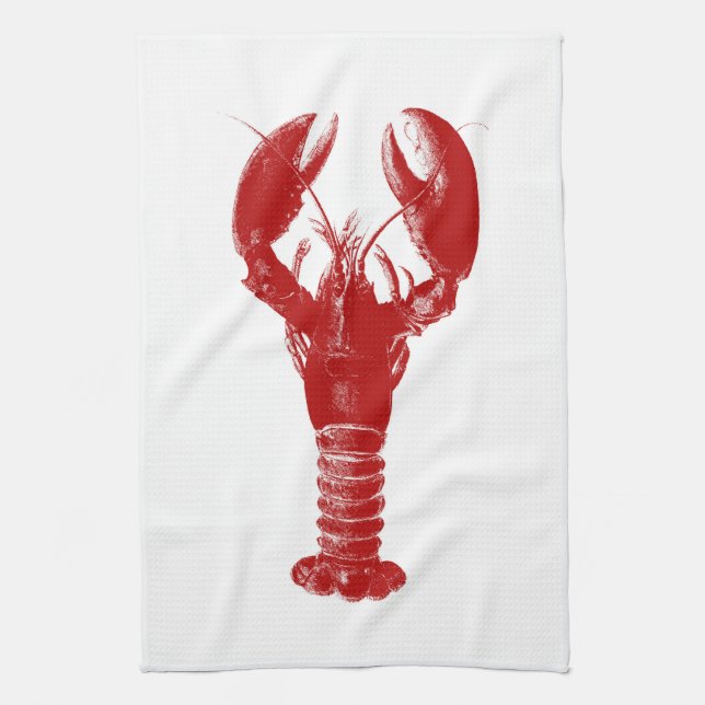 Linge De Cuisine Homard rouge-foncé sur le blanc (Vertical)
