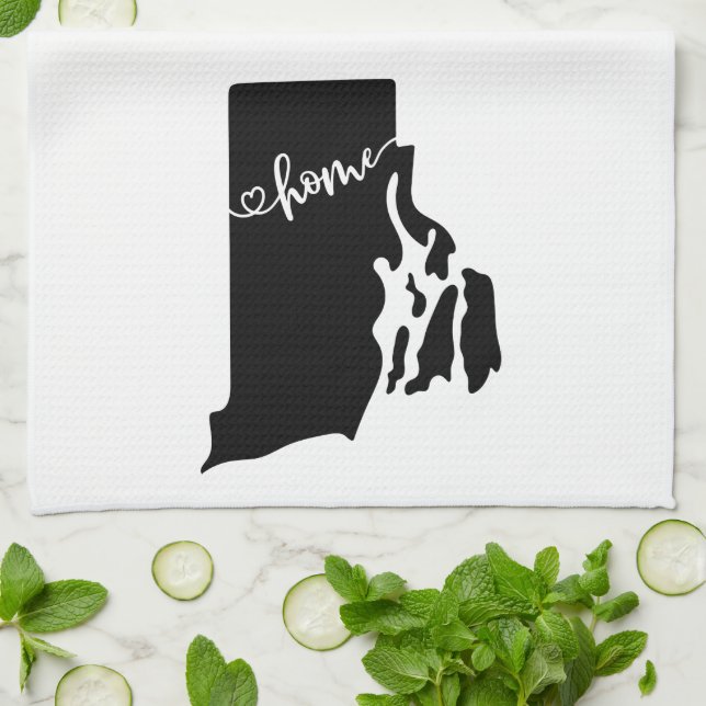 Linge De Cuisine Home State Outline Heart Rhode Island (Plié)