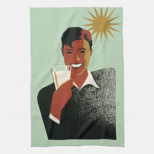 Linge De Cuisine Homme Art Déco vintage, boissons fraîches en été