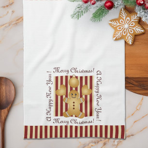 Linge De Cuisine Homme en pain d'épice mignon de Noël avec rayure r