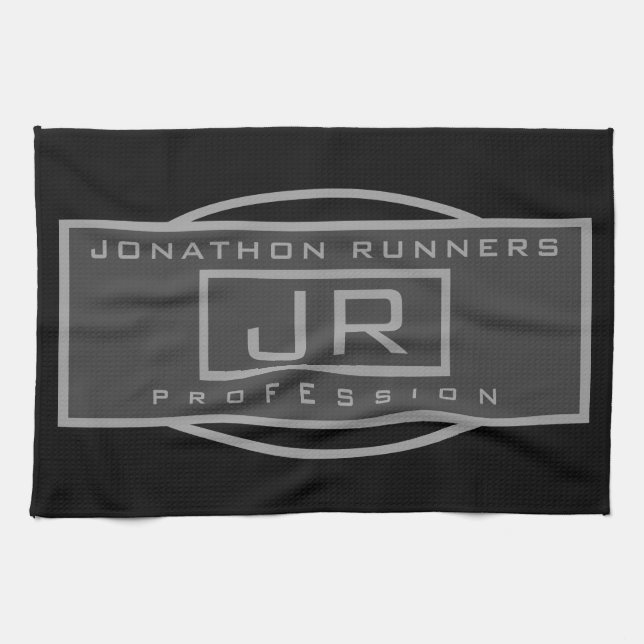 Linge De Cuisine Hommes Sportif Géométrique gris foncé et noir (Horizontal)